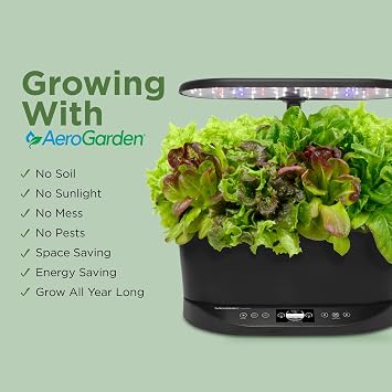 AeroGarden Bounty Basic - حديقة داخلية مع ضوء LED ينمو ، أسود