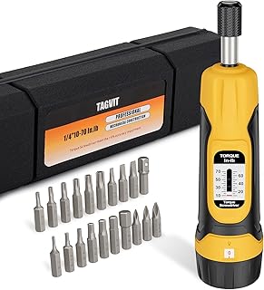 Torque Screwdriver, 10-70 in-lbs Torque Wrench Screwdriver Set, 1/4” Drive Inch Pound Torque Screwdriver with 20 S2 Bits and Case for Tools, Bike Repairing and Mounting