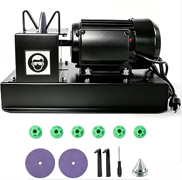 Lawn Mower Blade Sharpener, 2/3HP Lawnmower Blades Grinder with 7-Inch Ceramic Wheel, 30/40 Angle Brackets, Blade Sharpening Machine with Extra Sandpapers, for High/Low Lift, Gator & Flat Blades