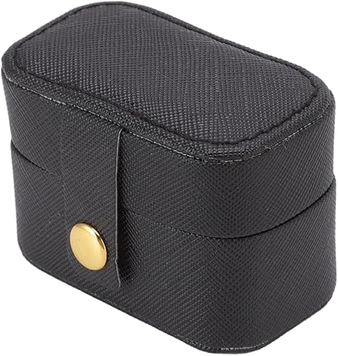 Fydun Caja de almacenamiento PU Cuero Pequeño Joyero Pequeño Viaje Oreja Caso Blanco Para Uso en el Hogar, Accesorio Multifuncional (Negro)