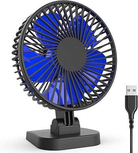 Idealforce Ventilador de escritorio USB, pequeño, silencioso y portátil, alimentado por USB, 3 velocidades, ventilador de mesa de flujo de aire