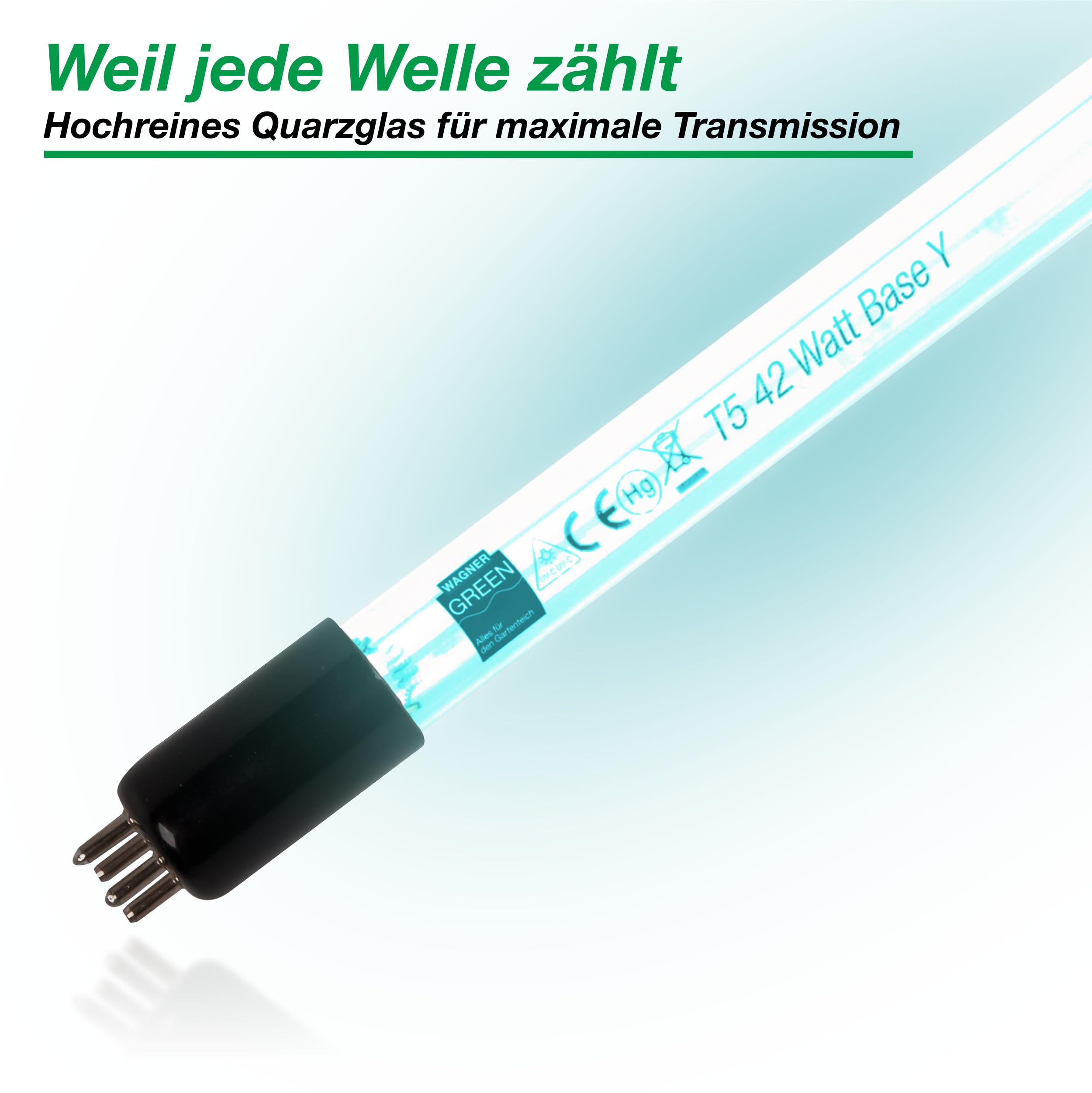 Wagner Green Tower UV-C 42 Watt Teichklärer | Wasserklärer ohne Chemie | UVC Lampe Algenvernichter | Desinfektion für klares Wasser im Teich bis 42.000 L
