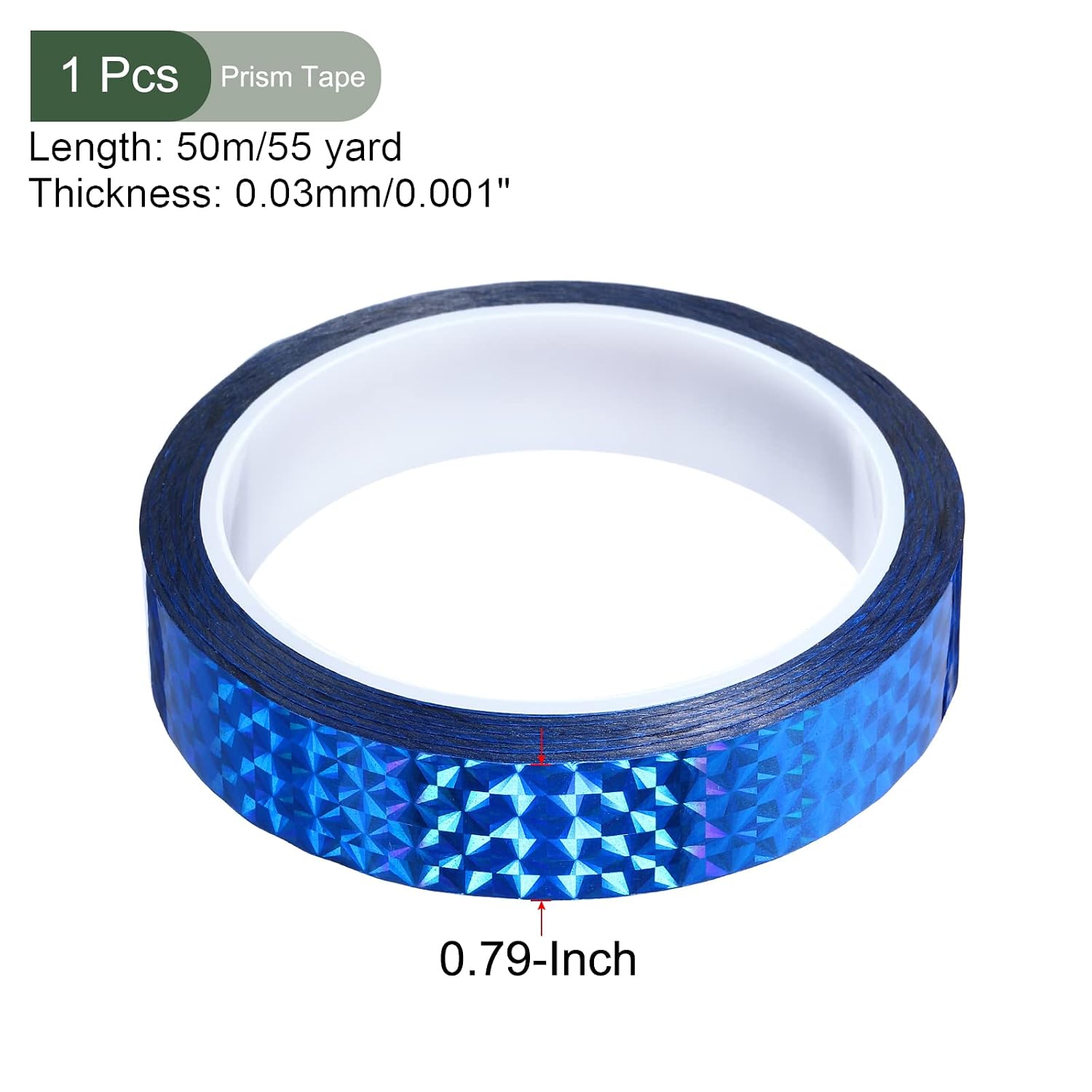 YOKIVE Prism Tape, Self Adhesive Holographic Reflective Decorative Tapes, Great for Craft Projects, DIY Art, Home, Daily Use (Blue, 0.8 Inch x 55 Yard)