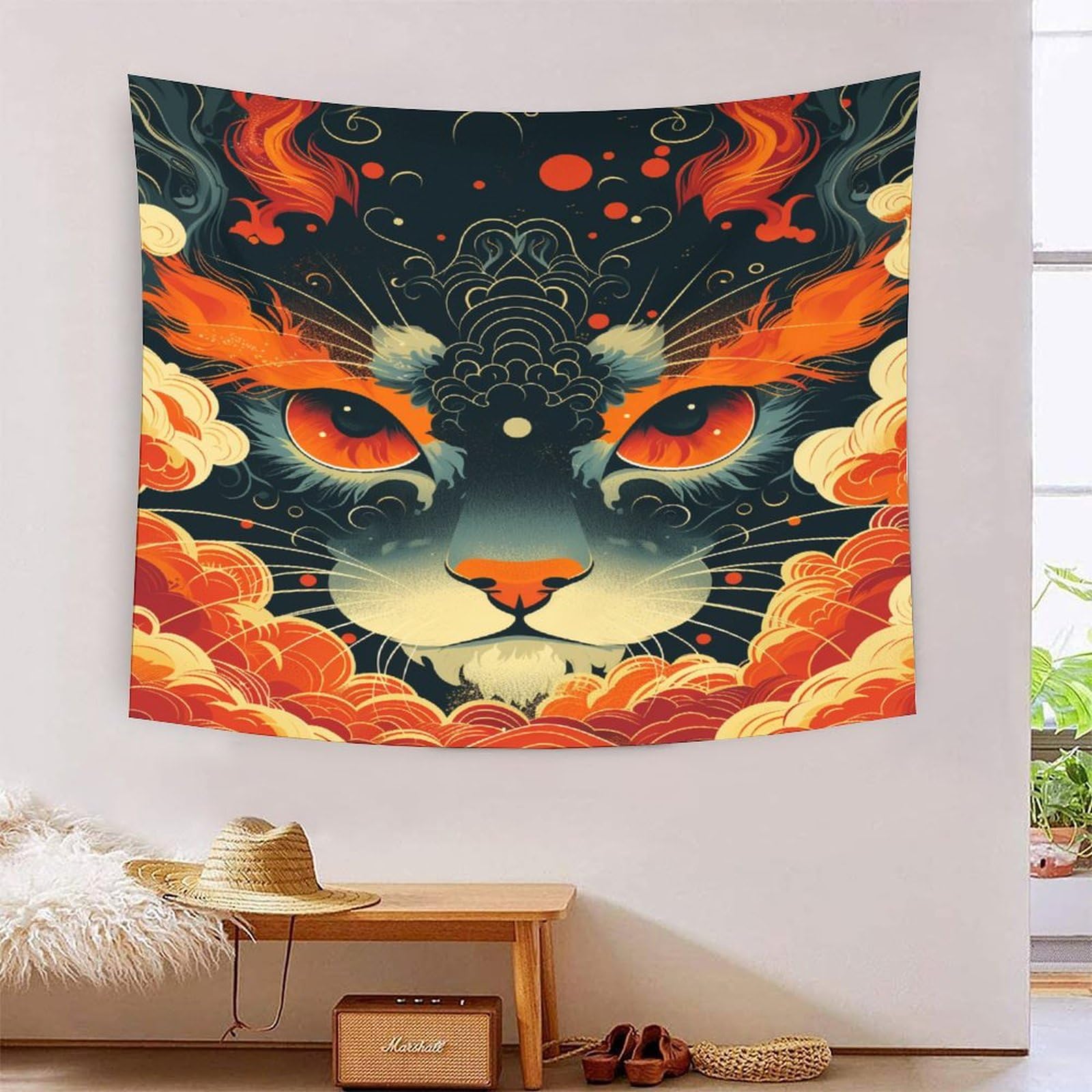 Manta de pared de gato 3D en poliéster suave de 150 cm resistente a las arrugas 7