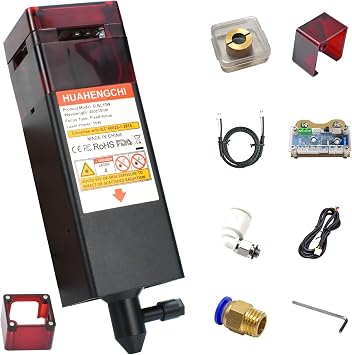 HUAHENGCHI Laser Engraver Module, 10000mW10W Optical Power Laser Head, Laser Cutter Module w/Air Assist Nozzle Compatible with CNC Laser Engraving Cutting Machines, Class 4, 12V