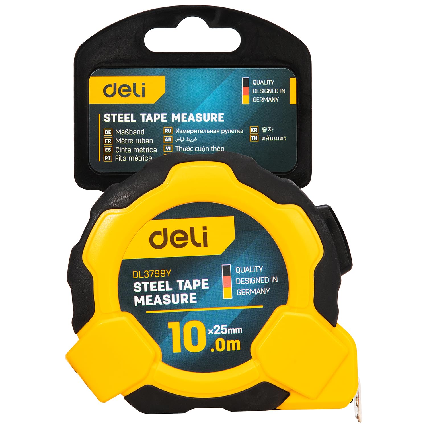Deli Measuring Tape, Self-locking 10mx25mm