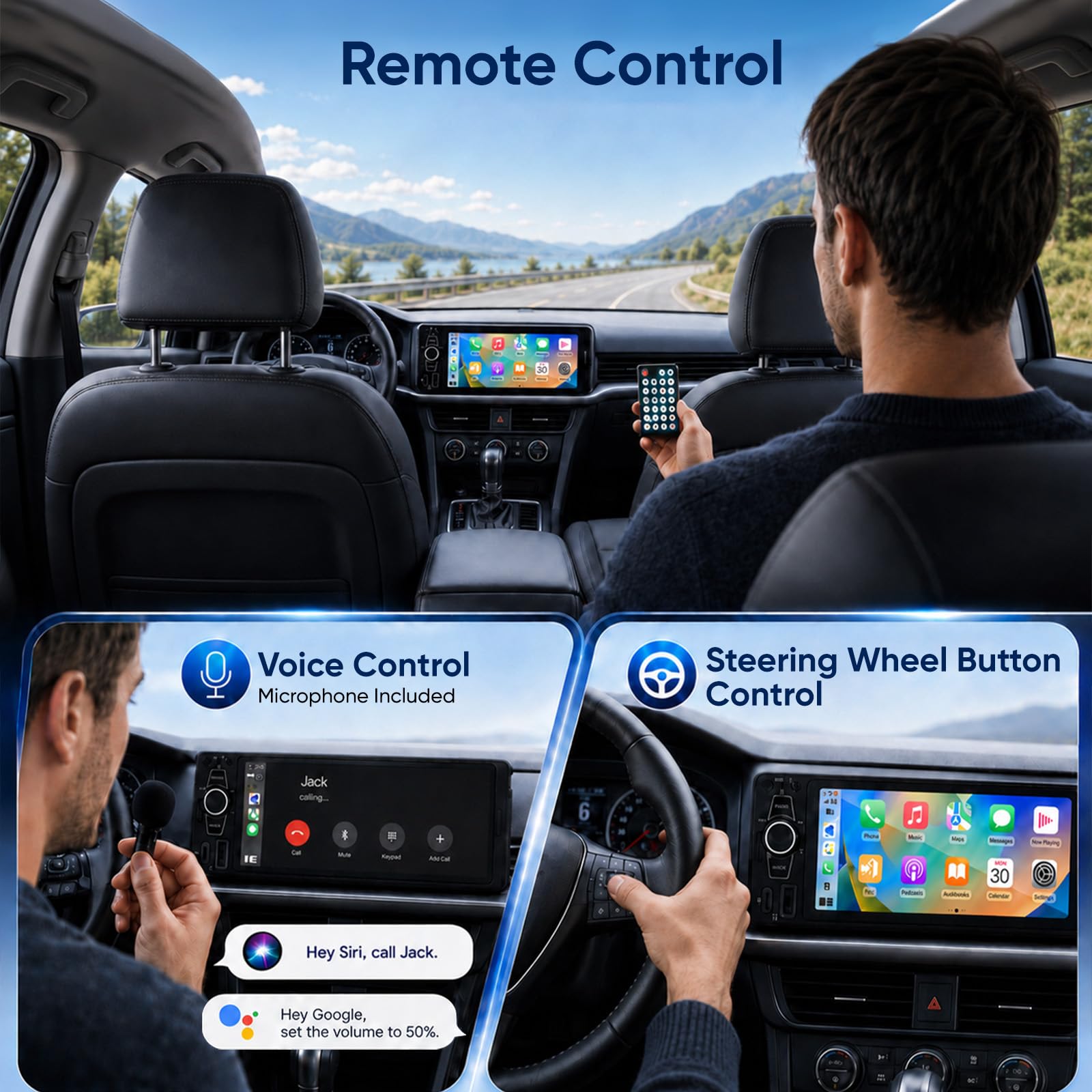 1DIN Autoradio mit Wireless CarPlay&Android Auto, Auto Radio mit Bildschirm
