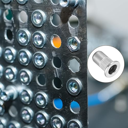 Vista 21 de METALLIXITY 100 tuercas de remache (M3), tuercas roscadas de aleación de aluminio, para sujetadores mecánicos de muebles, tono plateado