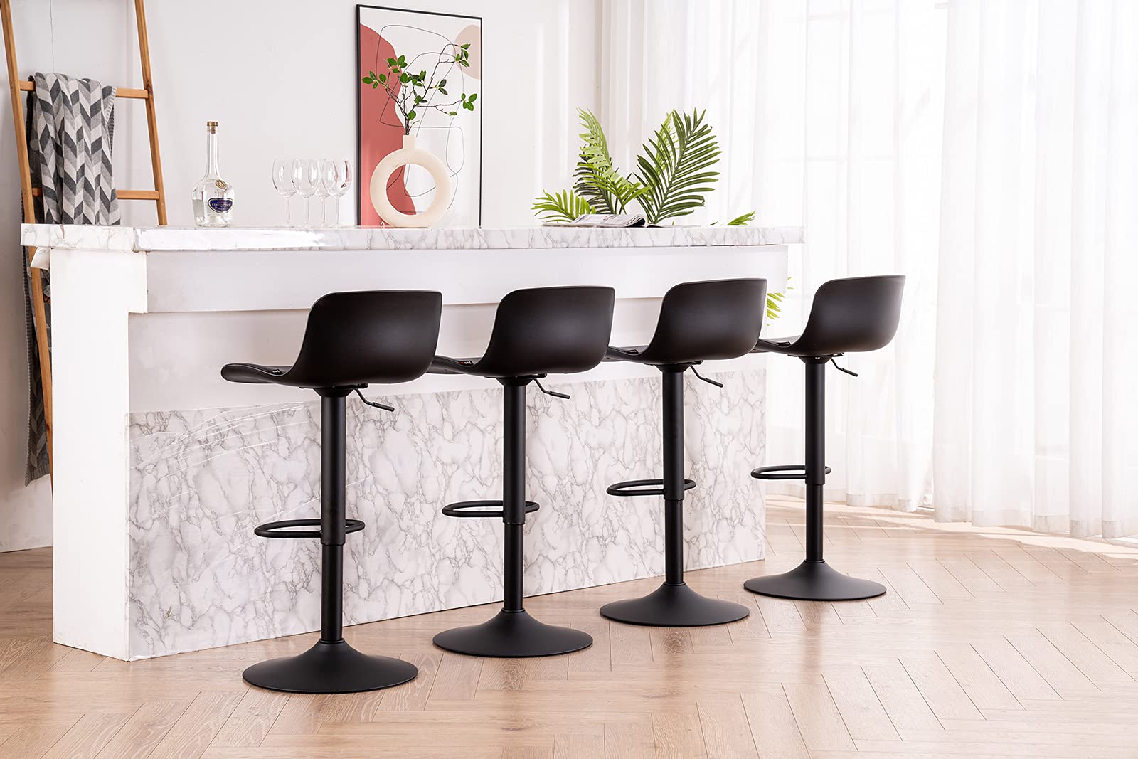 YOUNIKE Modern Design Bar Stools Set of 2,with Adjustable Height and 360°Swivel, Ergonomic