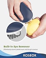 Vista 9 de Cepillo para limpiar papas y verduras, cepillo de cocina autónomo para limpieza de frutas y verduras, color azul marino, paquete de 2