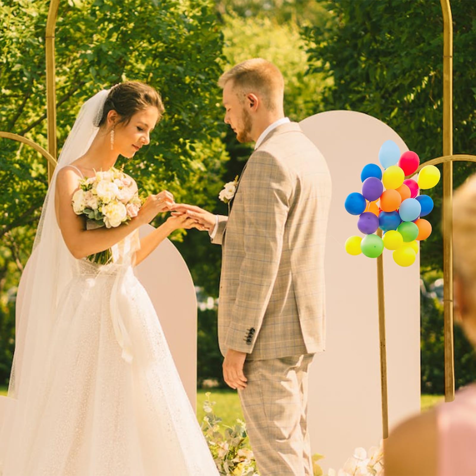 Set Di 2 Supporti Per Sfondo Ad Arco Oro - 2,2 M E 1,8 M, Con Sacche D'Acqua E Borse Da Trasporto, Per Palloncini, Fiori, Matrimoni E Feste