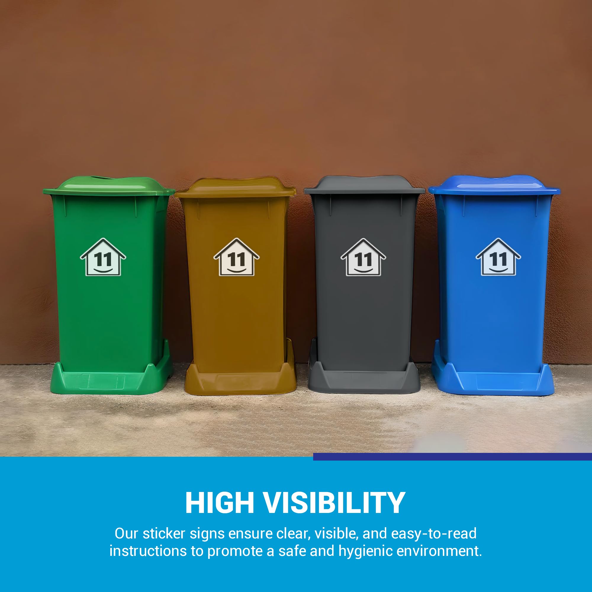 4 x Bin Numbers for Wheelie Bins, 1-99, 15cm ‘Happy House’ Design Dustbin Stickers, Easy Application Stick On Number Stickers - Weatherproof Self Adhesive Vinyl, Black (11) — view 7