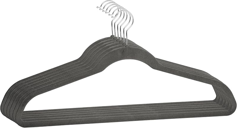 Simplify Extra Wide 21” Velvet Coat Hangers | 6 Pack | Slim Design | Heavy Duty | Holds 10 Pounds | Closet Organization | Shirt & Clothes | Grey