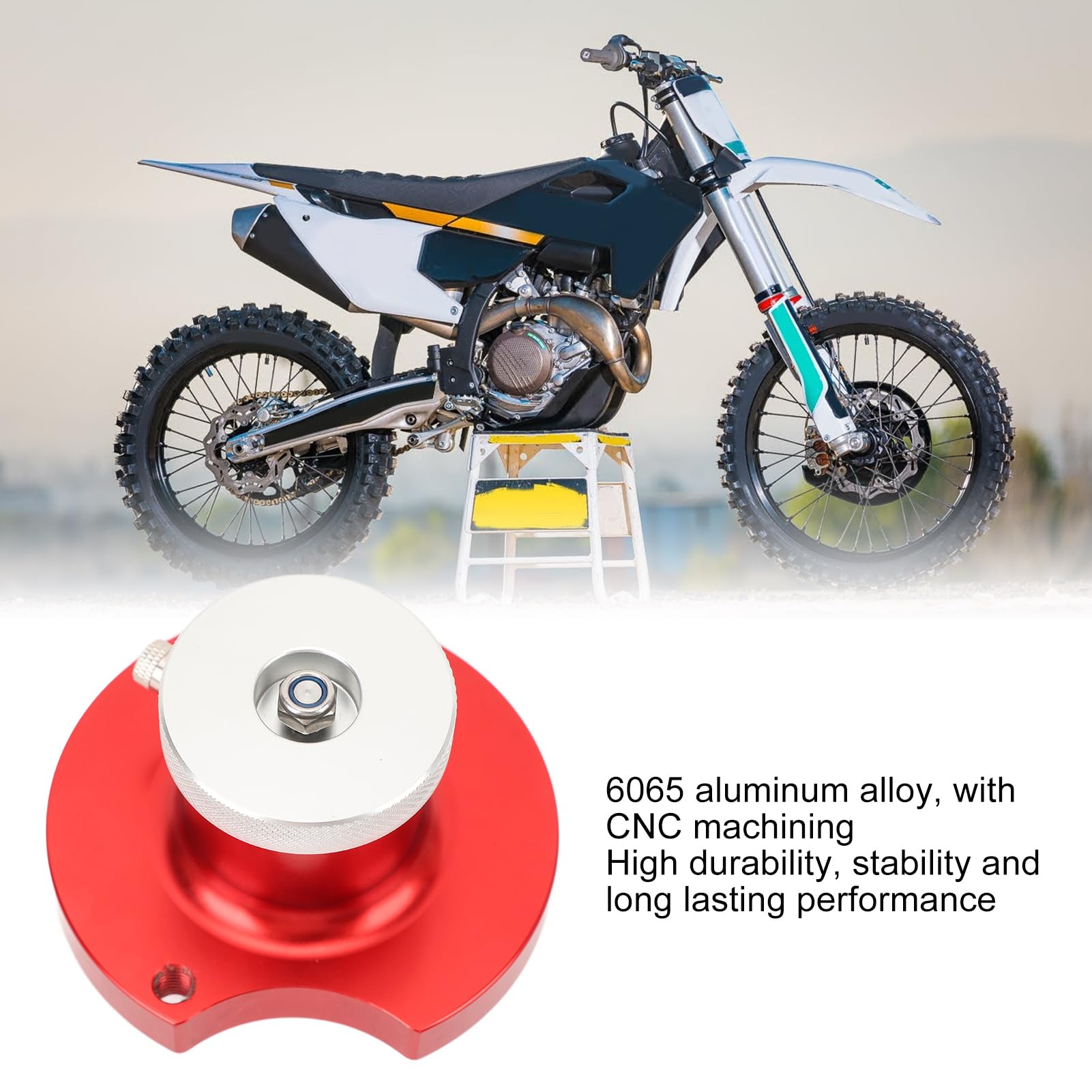 Drfeify Narzędzie do ładowania Azotu Narzędzie do ładowania Azotu ze Stopu Aluminium 6065 Obrabiane CNC dla Serwisu Amortyzatorów WP Motocykli Rowery Terenowe Tuning Zawieszenia (czerwony)