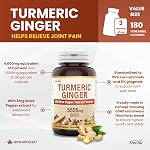 Herba Turmeric Supplements for Inflammation with Black Pepper and Ginger - 180 Capsules | 5,555mg Equiv. with 95% Turmeric Curcumin Supplements with Black Pepper | Joint Pain Relief | Made in Canada