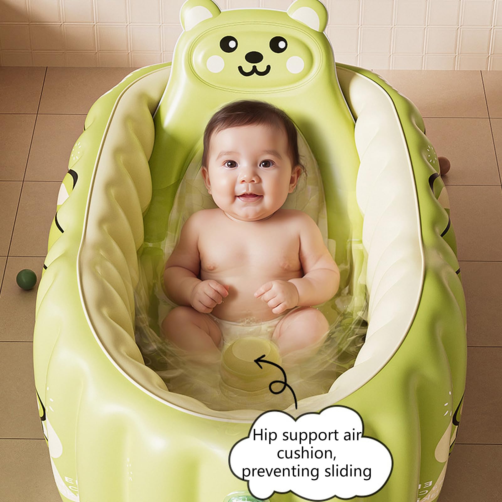 Verstellbare Babybadewanne, PVC, leichte Struktur, sichere Luftkammer, Wand, Babybaden für bequemes Baden, weiches, hautfreundliches Bad