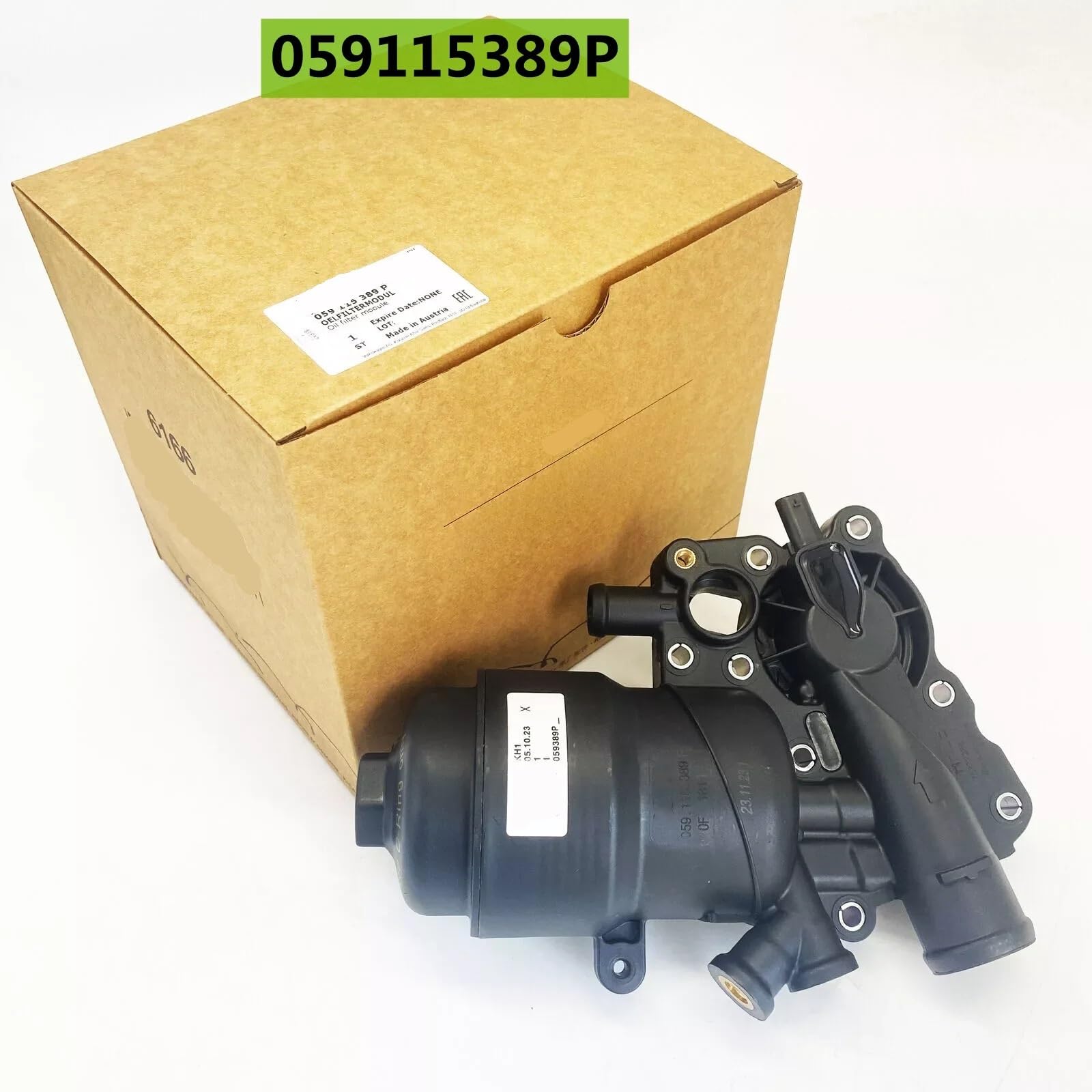 Filtro de aceite OEM 059115389P con carcasa adaptadora y junta, compatible con Audi A6, A7, A8, Quattro, Q5, Q7 (2014-2016), 3.0L V6 diésel. Juego de juntas