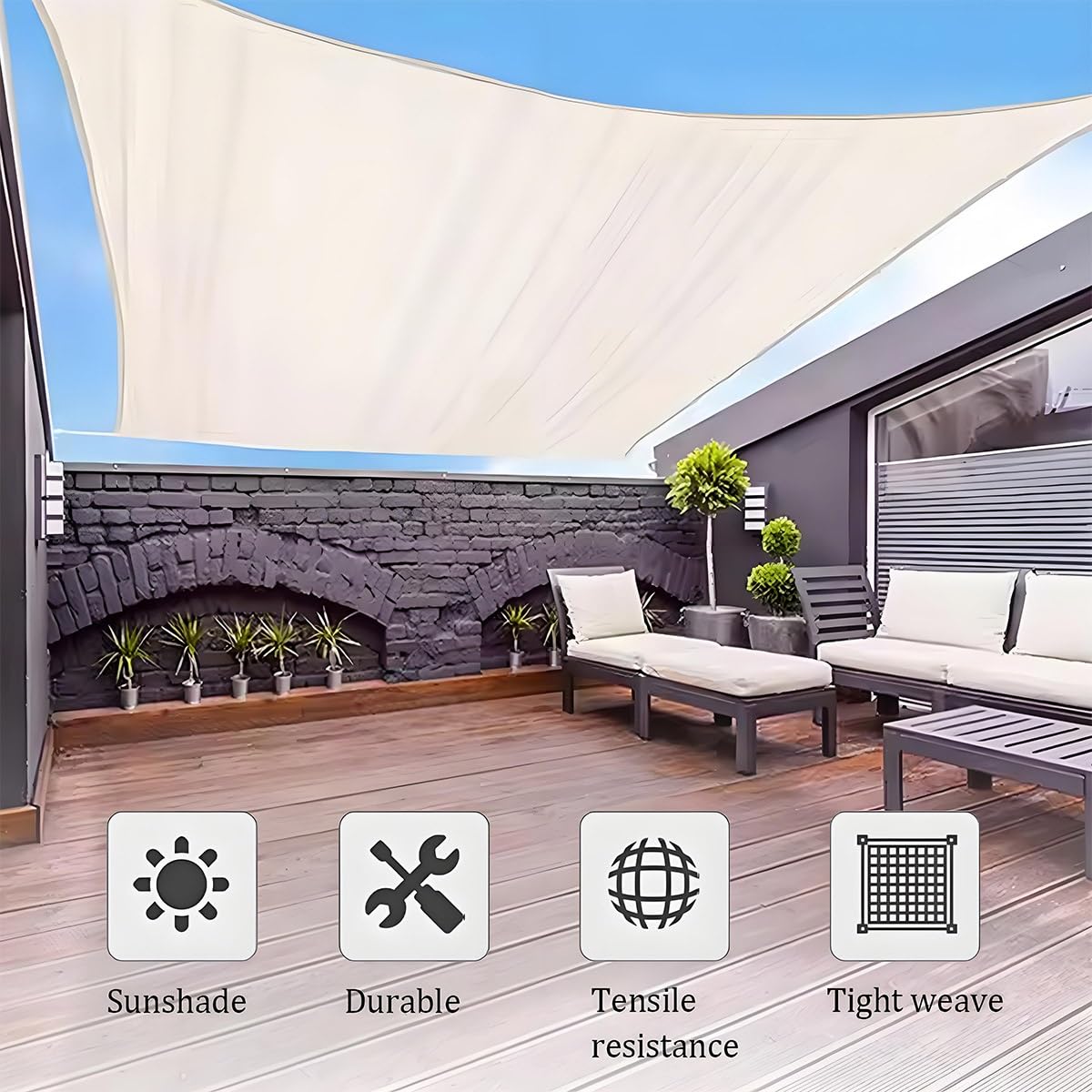 Siatka zacieniająca premium z oczkami do użytku na zewnątrz – 4 x 6 m, 5 x 5 m, 5 x 11 m, odporna na promieniowanie UV, idealna do pergoli ogrodowej i na balkon.