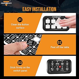 Auxbeam 160PCS Switch Panel Sticker for 6/8 Gang Switch Panel Light Switch Labels Decals for Auxbeam Switch Panel BA80 GA80 BB80 GB80 BC60 GC60 RA80 RB80 RA60 AR-800 AR-820 AC800 RC800 Switch Stickers