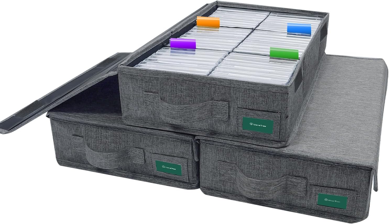 T WaveTree Cassette Tape Storage Box Pack of 3, Durable Cassette Tape Holder 16.34 x