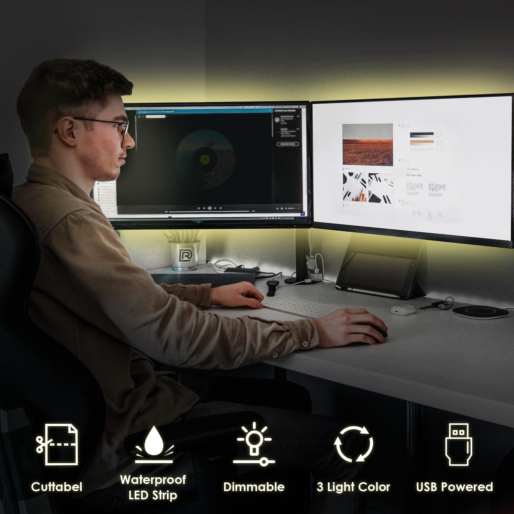 SOAIY Réglette Led Cuisine Tactile 40cm Avec Détecteur De Main