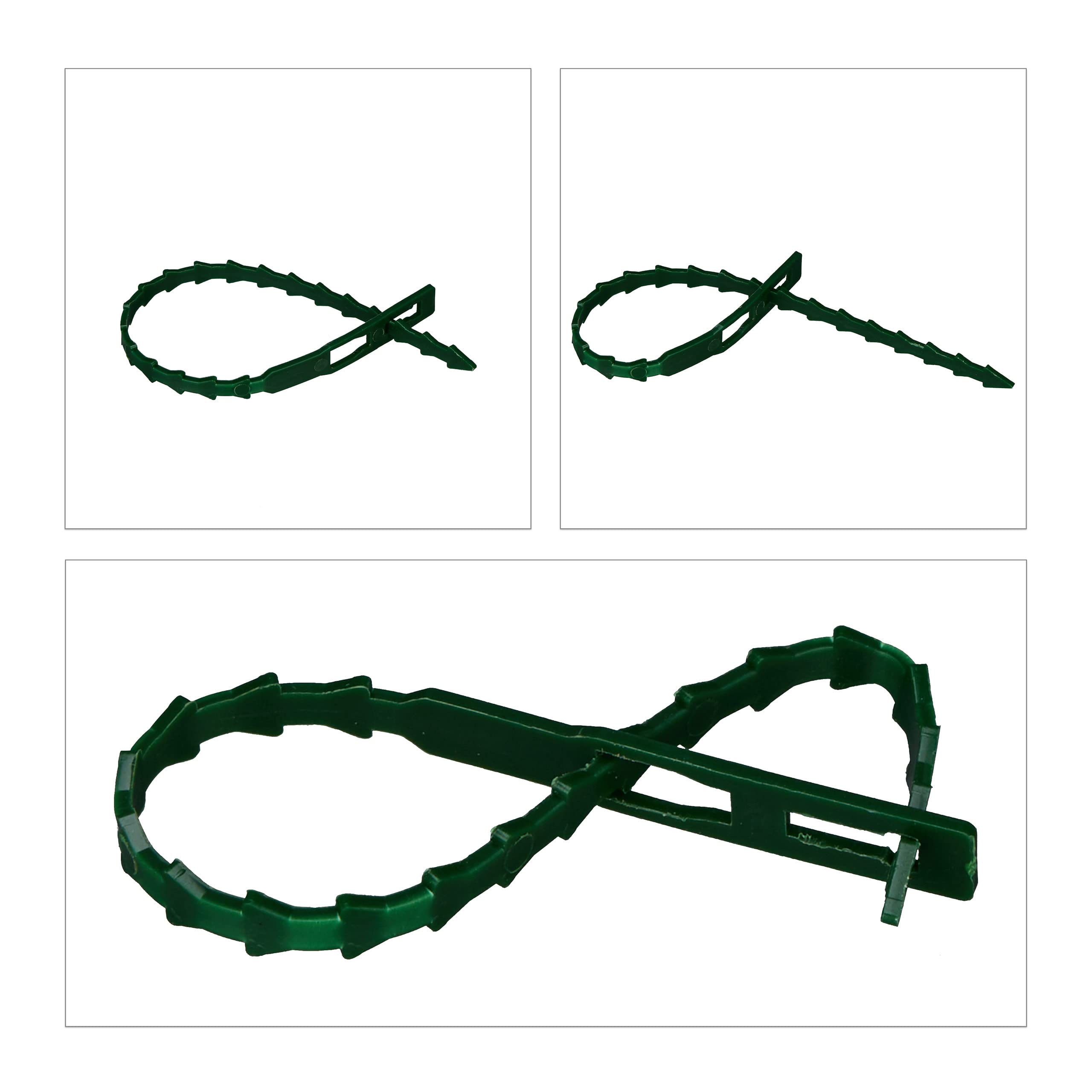Relaxdays Opaski do roślin, zestaw 200 sztuk, 17 cm, regulowany uchwyt na rośliny, wielokrotnego użytku, do mocowania roślin, zielone