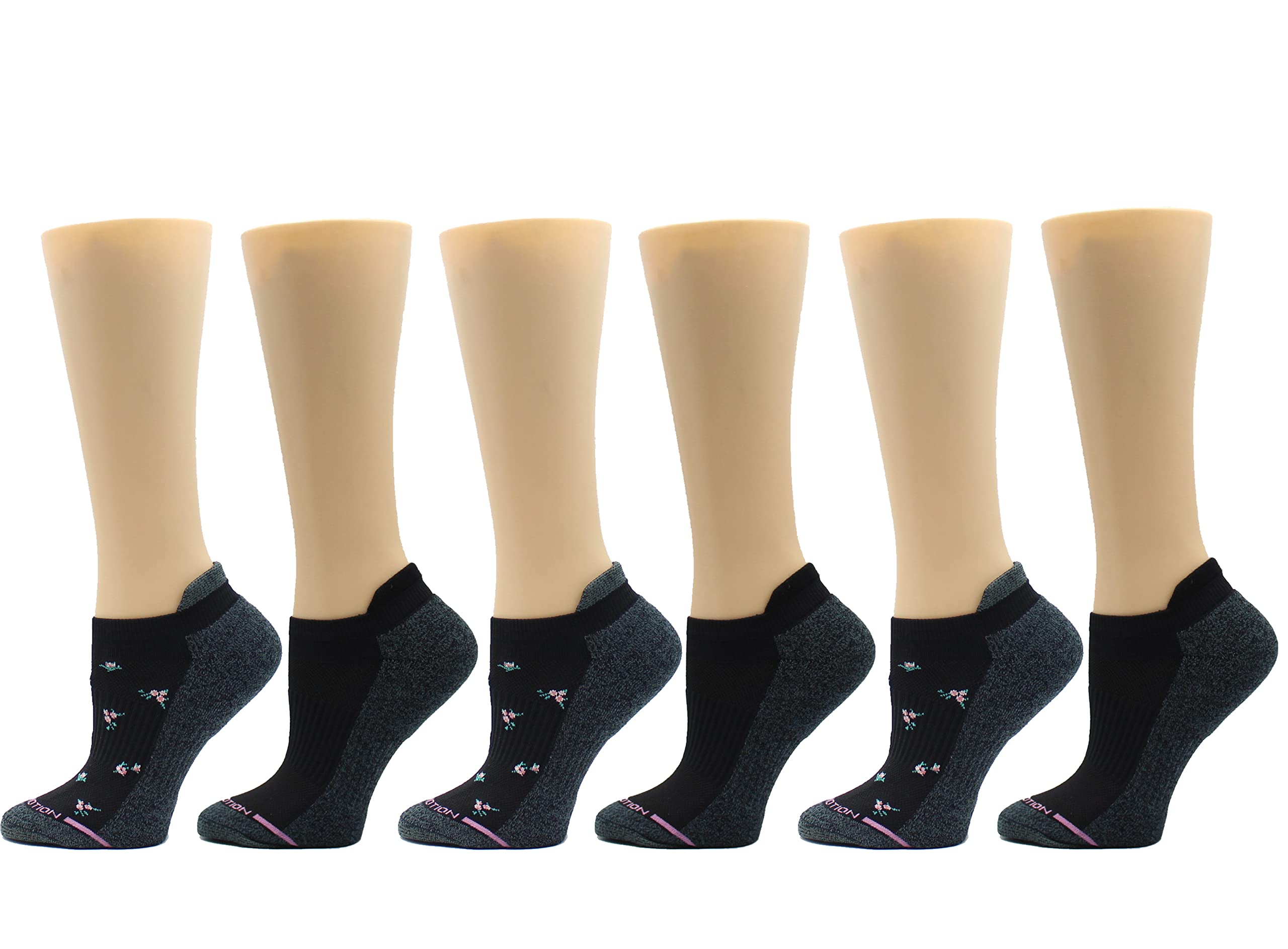 Dr. Motion Womens Ankle Socks 2 Pack, Low Cut Cushioned Compression Running Socks for Women, Arch Support, Seamless Toe