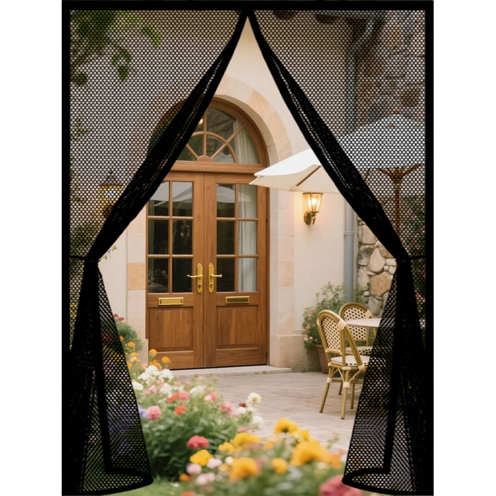 Guojun Black Fly Screens For Doors 130 X 255 Cm Powerful Magnets And Full Frame Magic Tape Cat Screen Door Hands Free No Drill Installation For Patio Bedroom Sliding Kitchen,