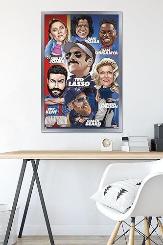 Miniatura 6 de Trends International Ted Lasso - Póster de pared con cuadrícula de personajes, 22.37 x 34.00 pulgadas, versión enmarcada plateada