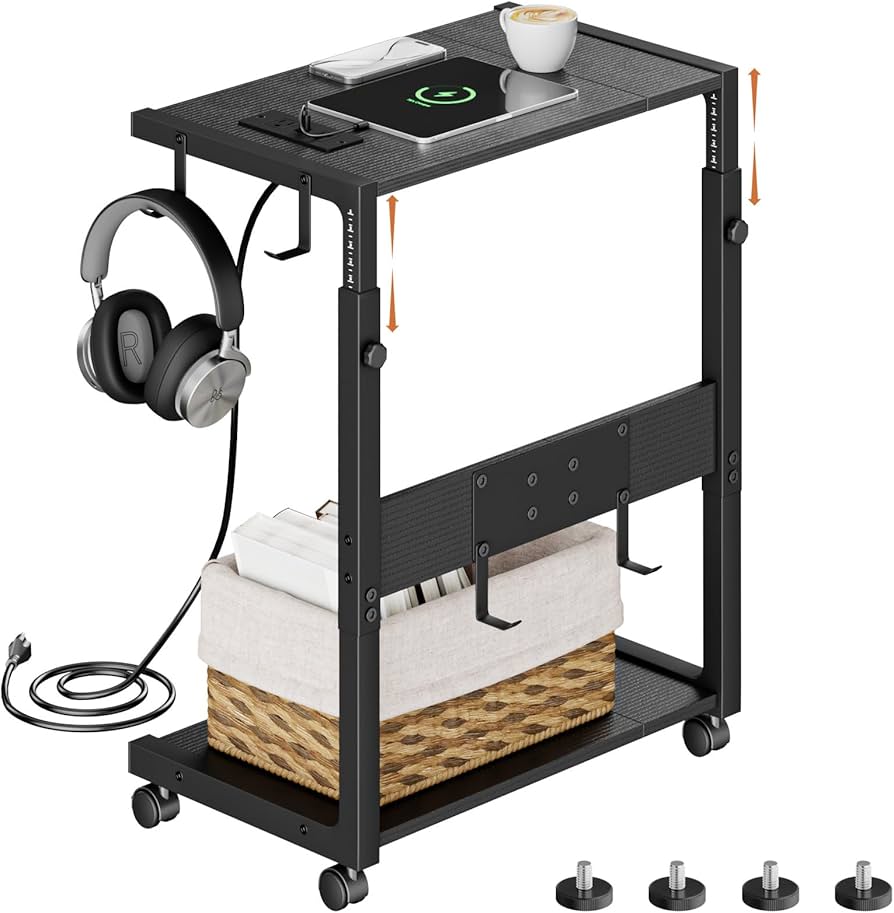 Amazon｜EKNITEY サイドテーブル cpuスタンドキャスター付き