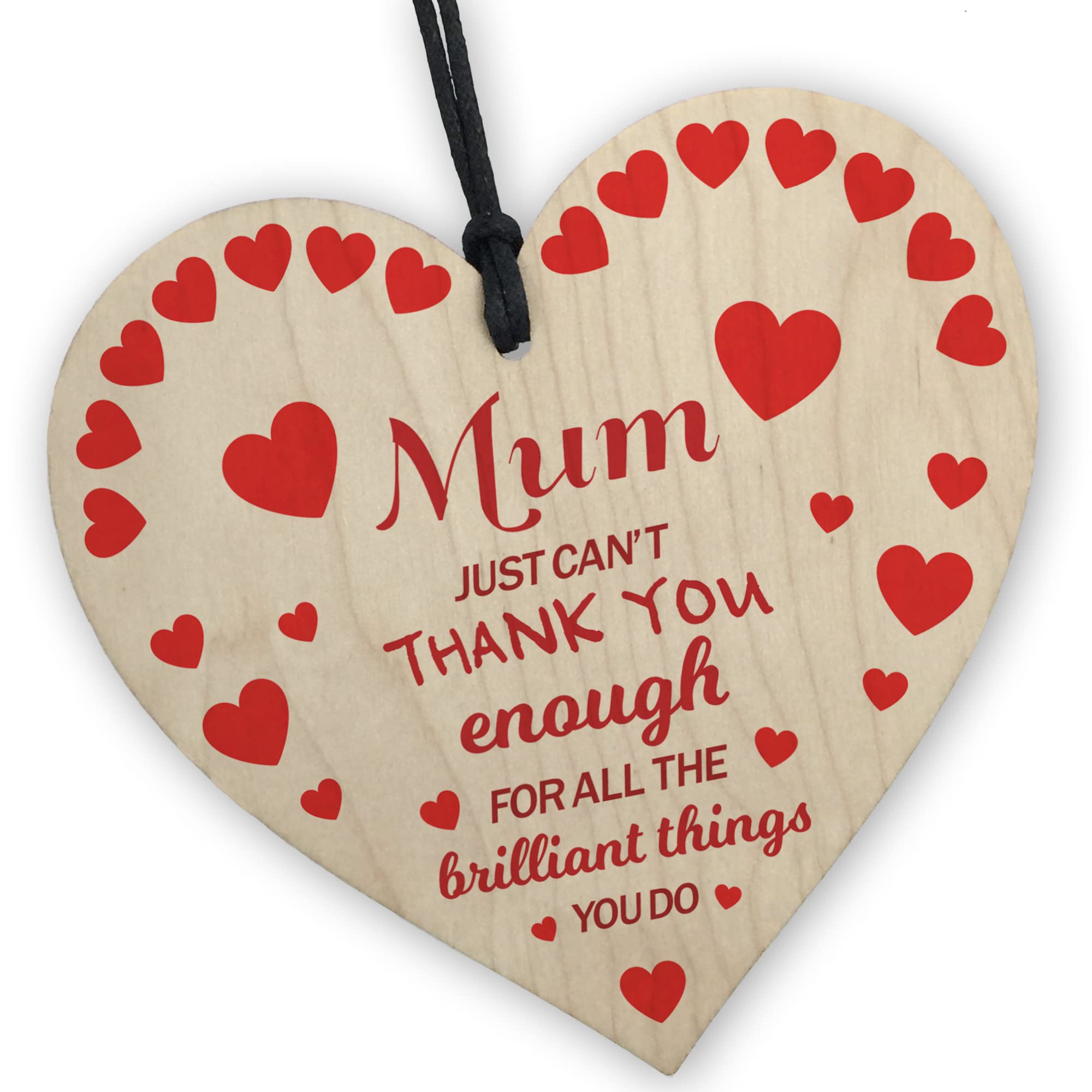 Red Ocean Mothers Day Gift For Mum Thank You Gift Message Wood Heart Mum Gifts From Daughter Son Keepsake Plaque