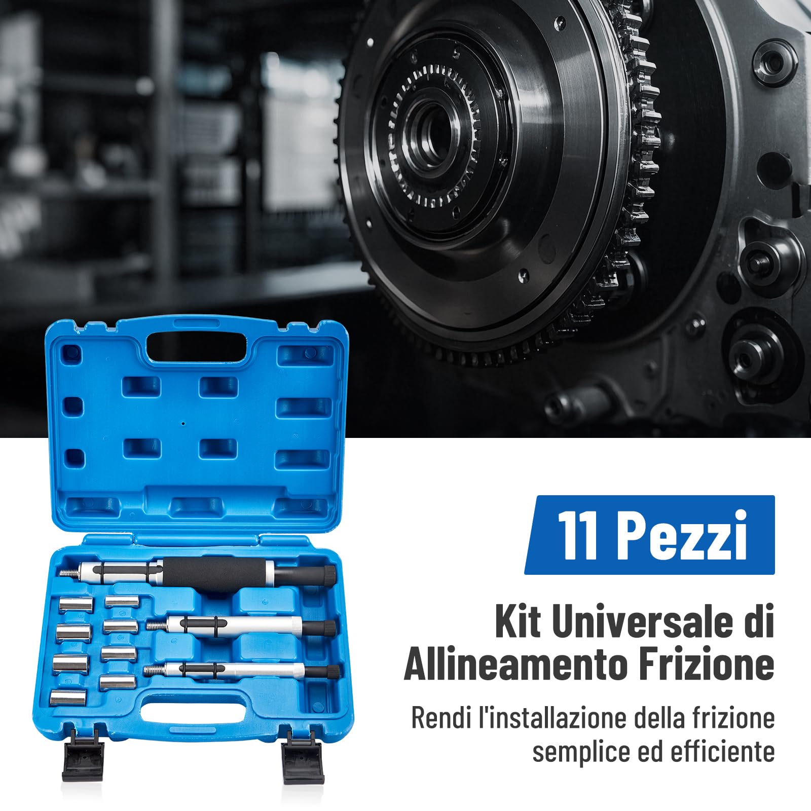 Set di 11 strumenti per centraggio frizione, 12-20mm, utensili universali per frizione, set portatile di utensili per centraggio frizione per la maggior parte delle automobili e veicoli