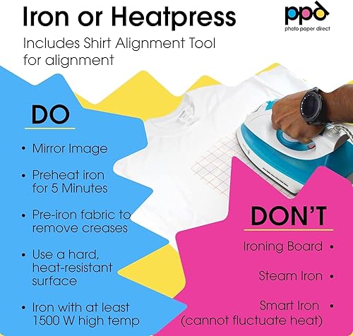 Miniatura 7 de PPD - Papel de transferencia térmica para camisetas de color oscuro para impresora de inyección de tinta, paquete de 10 hojas de 11 x 17 pulgadas