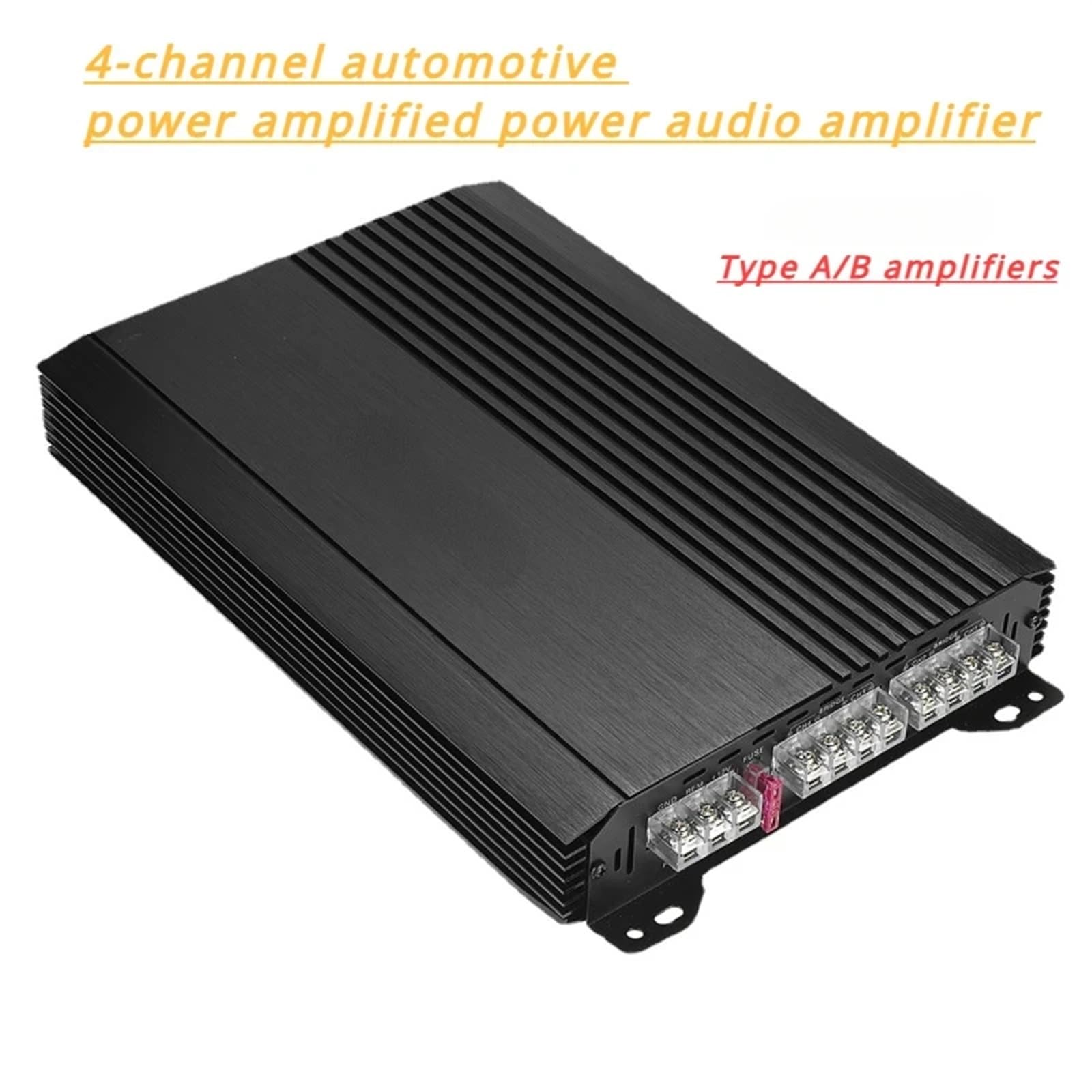 Amplificador, Negro 4 Canales Coche DC12V Alta Potencia 4x60W aleación de Aluminio Completo Sonido Amplificador subwoofer modificación de Audio del Coche
