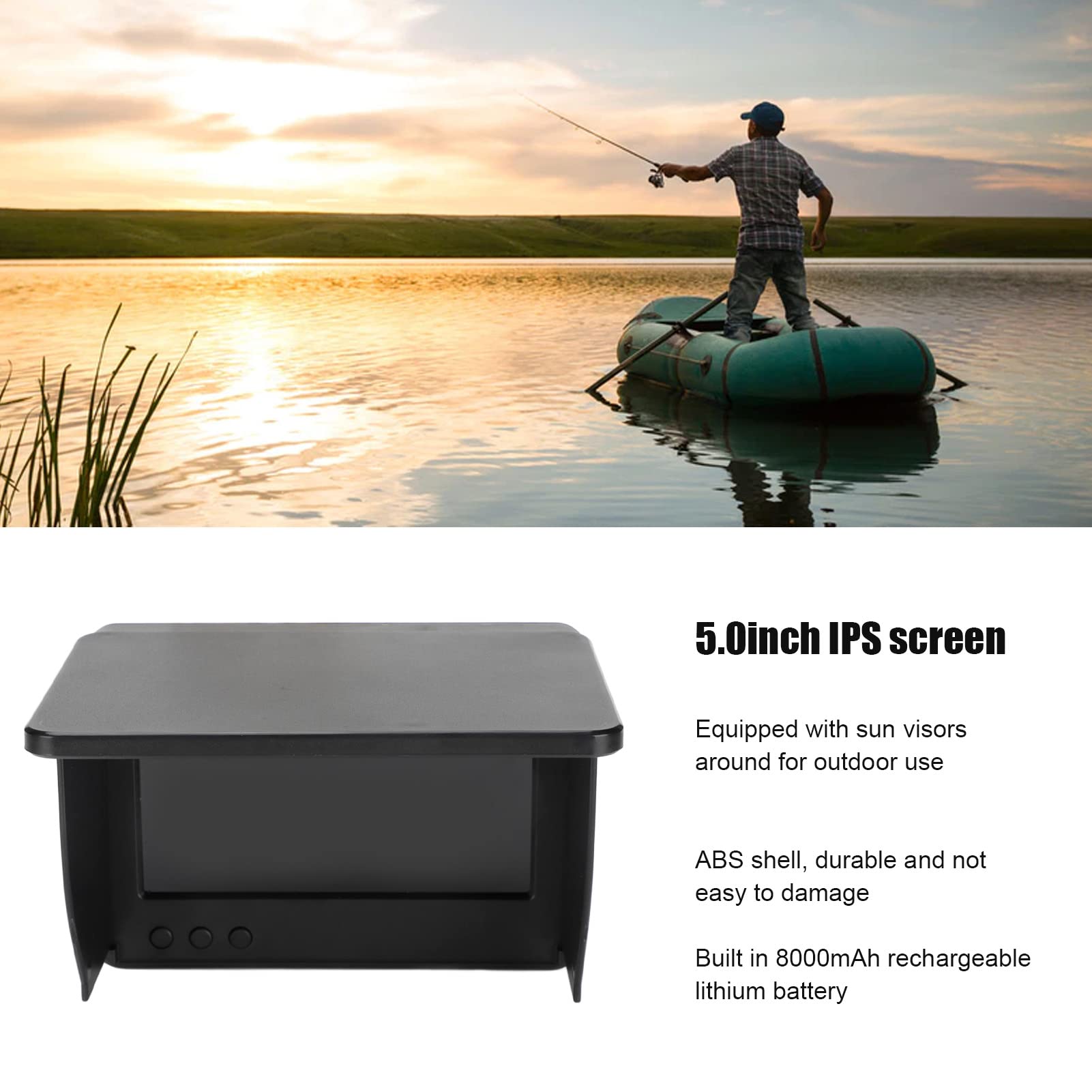Cocoarm Pantalla IPS para Pesca en el Mar, 5.0in 8000mAh 1500cd