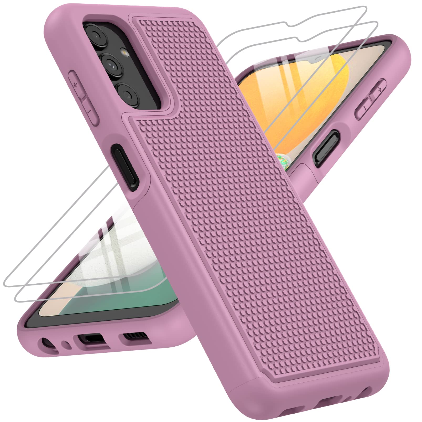 BNIUT for Samsung Galaxy A13 5G Case: Dual Layer Protective Heavy Duty Cell Phone Cover Shockproof Rugged with Non Slip Textured Back - Military Protection Bumper Tough - 6.5inch (Raspberry Pink)