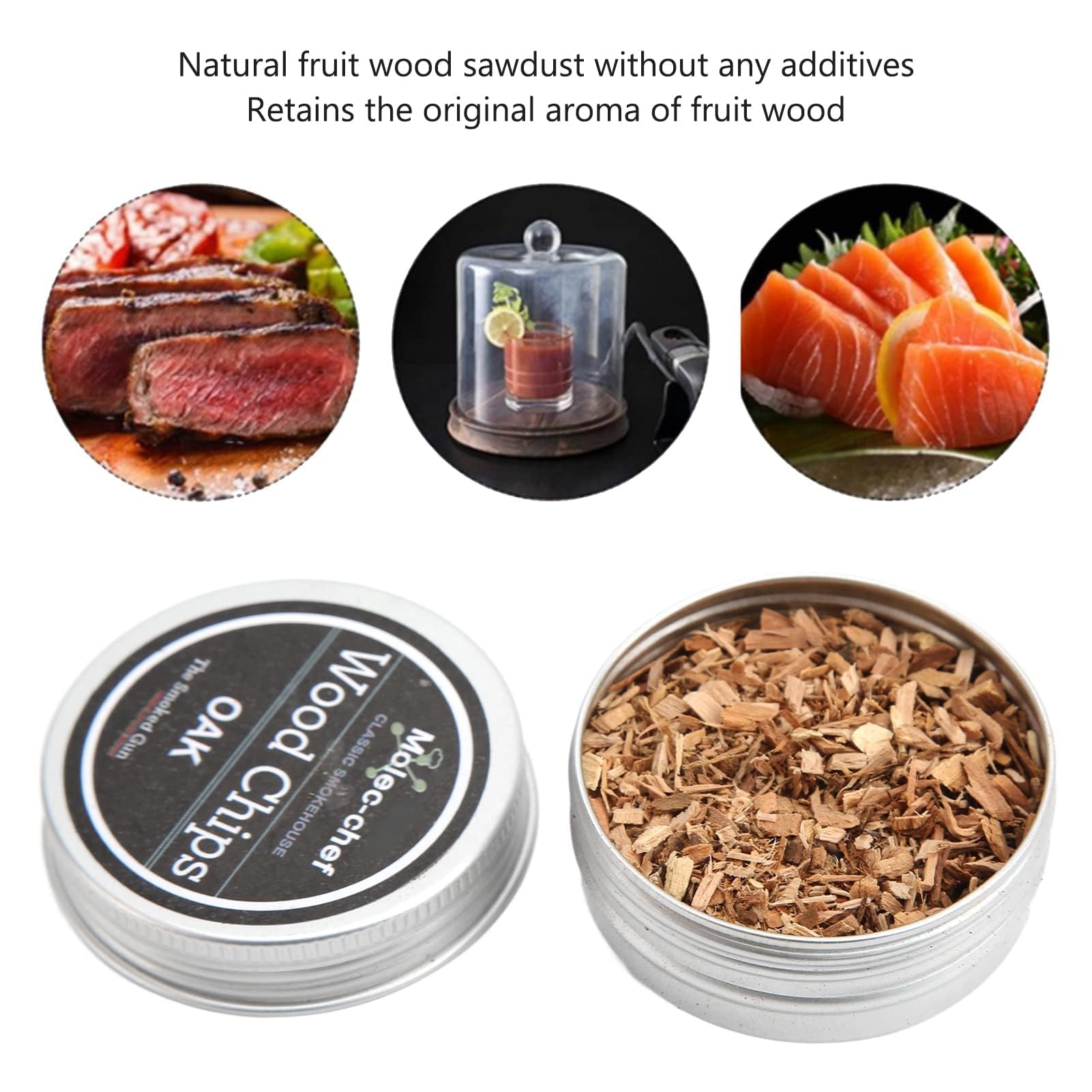 8 Pièces Copeaux de Bois pour Fumoir à Cocktail, Kit Fumage Bois Cocktails Bois de Pommier Hickory Chêne Hêtre Cerisier Mélange Bois Pêcher Poirier pour Whisky Bourbon Boisson Pistolet fumée