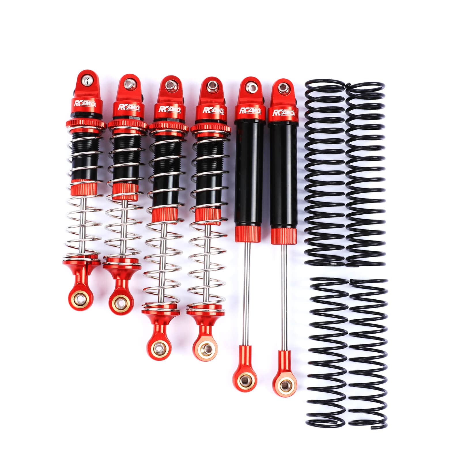 RCAWD Full Aluminum Front Rear Shocks For 1/10 LOSI Baja Rey 4WD LOSI Hammer Rey U4 Rock Racer Shocks Upgrade Parts Red