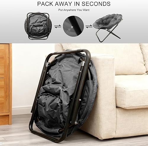 Miniatura 5 de Silla platillo para adultos, niños, silla redonda plegable para dormitorio, dormitorio y juegos, asiento plegable y cómodo para espacios pequeños,