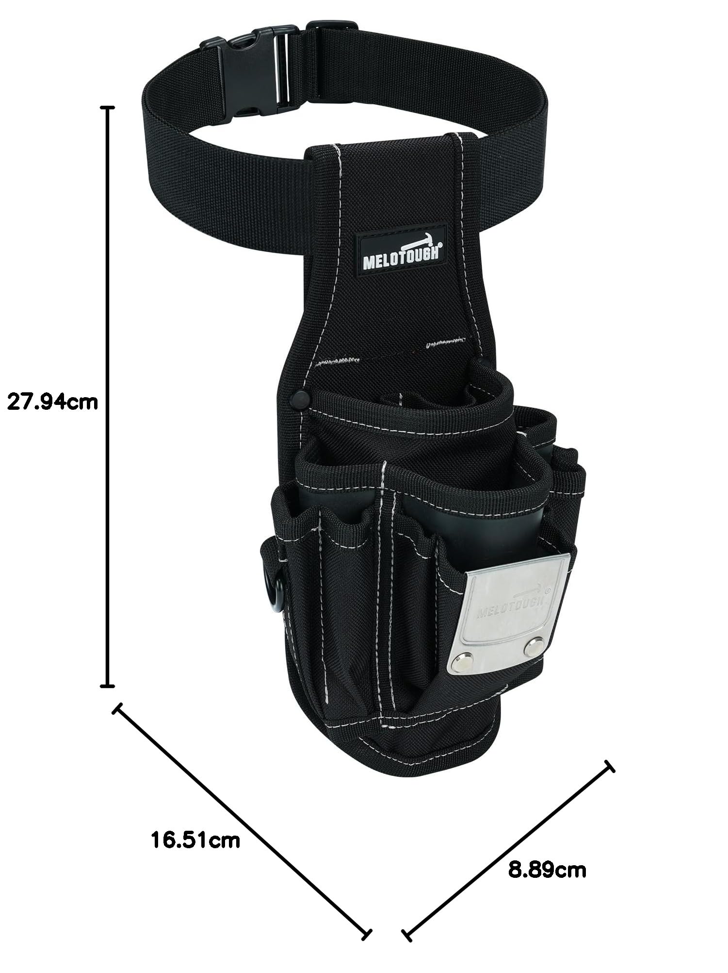 MELOTOUGH Pochette porte-outils pour ceinture avec clip de ceinture à dégagement rapide, grandes poches et boucle, accessoire à clipser