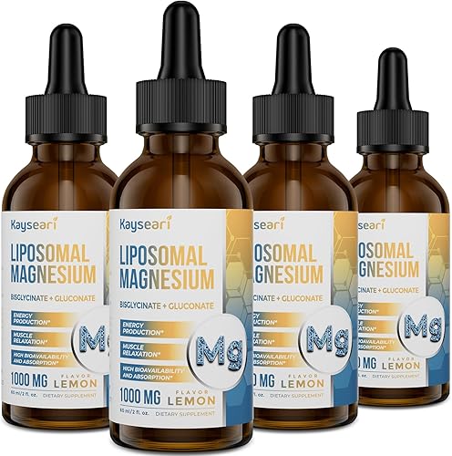 Miniatura 1 de Gotas de magnesio liposomal de alta resistencia, formas queladas de bisglicinato de magnesio y gluconato de magnesio de fácil absorción, apoyos,