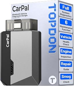 TOPDON Carpal OBD2 Scanner Bluetooth, All System Scan Tool for Android & iOS, Code Reader, 6 Resets, Repair Guide, Smog/Battery Check, Live Data, Vehicle Health Check, Car Diagnostic Scanner with AI