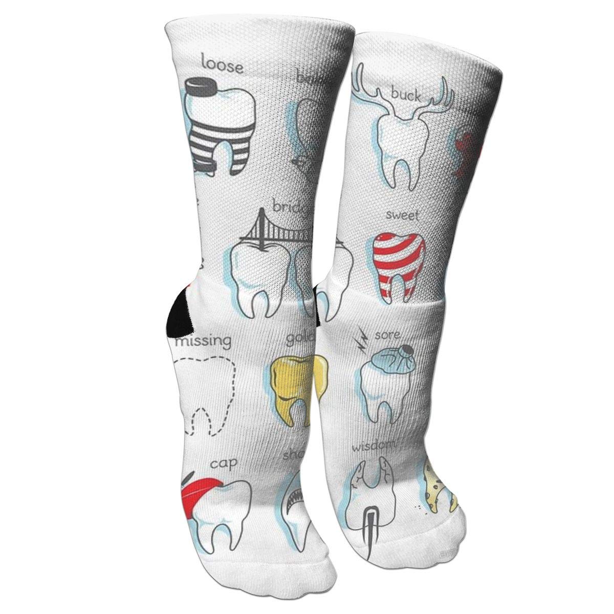 antspuent Dental Combination Compression Socks Unisex Printed Socks Crazy Patterned Fun Long Cotton Socks Over The Calf Tube