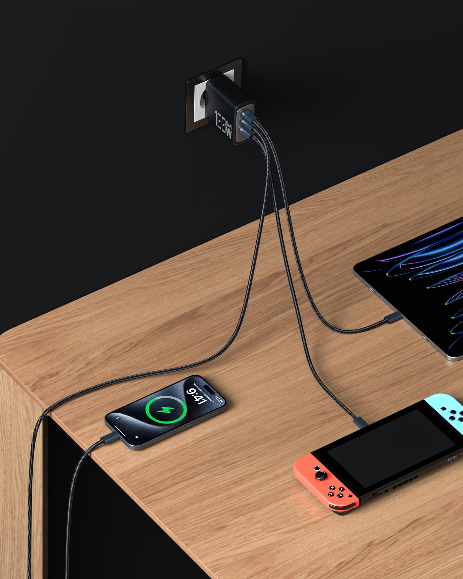 OUFUYU Cavo USB C a USB C 240W Ricarica Rapida, 1,8M Tipo C Cavo in nylon intrecciato per MacBook Air/Pro, Dell, HP, Laptop USB C, Galaxy S24 Ultra, ecc