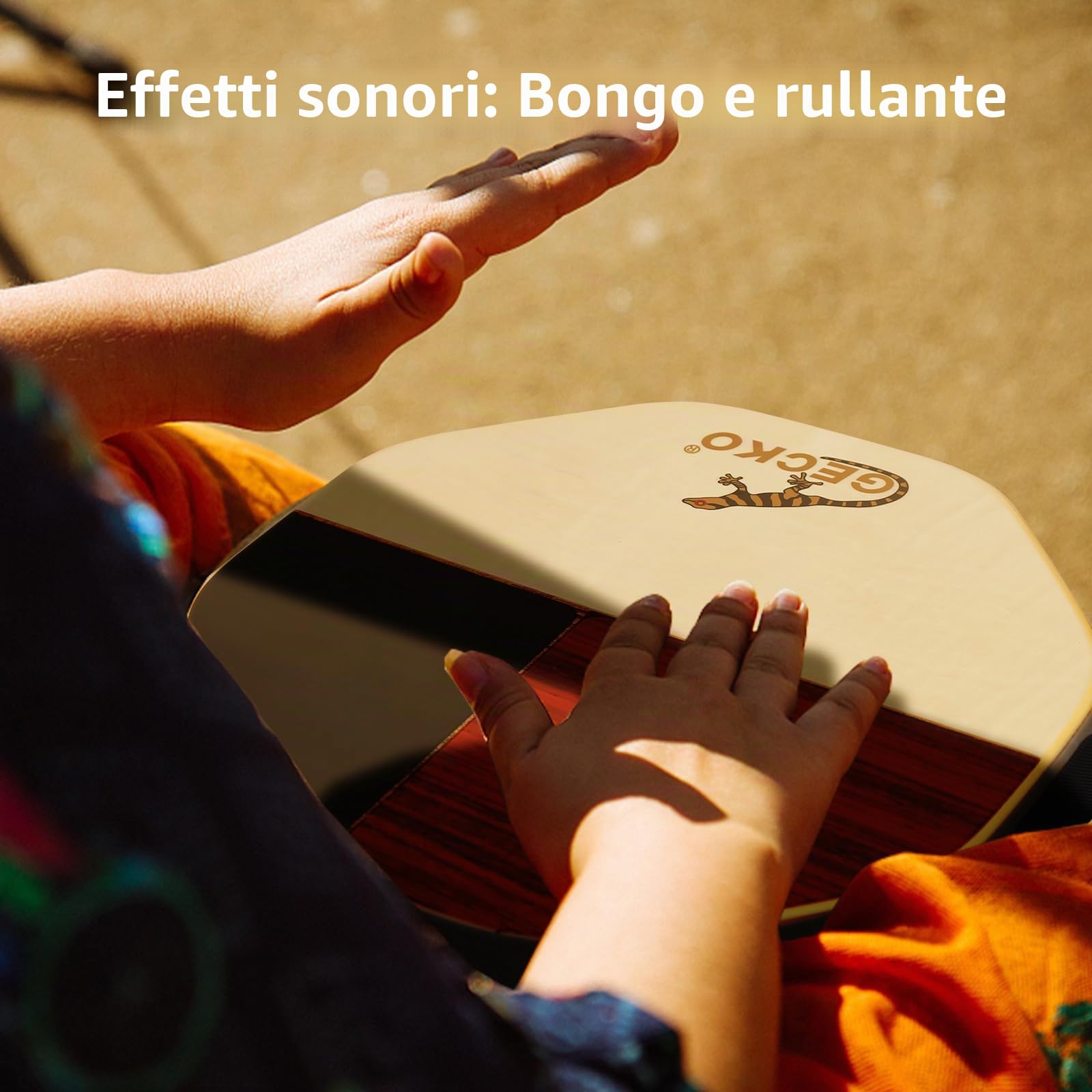 GECKO Cajon, Tamburo portatile con borsa portaoggetti, strumento a percussione originale, bong e rullante, garanzia di 2 anni (nuovo modello)