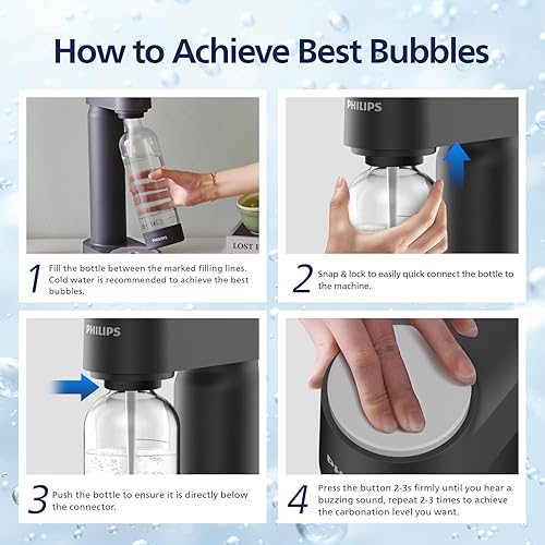 Miniatura 3 de Philips Máquina para hacer agua con gas ADD4901BKOQ37, máquina de transmisión de refrescos de plástico con botella de giro rápido, botella de