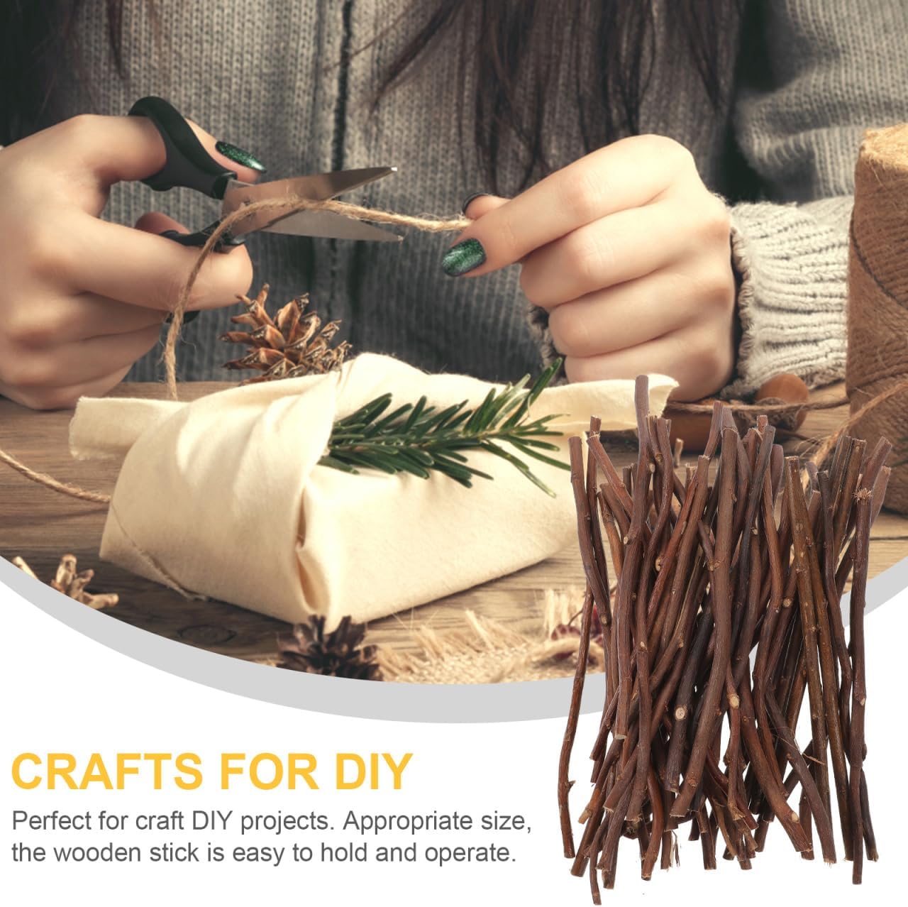 Operitacx 50pcs Wood Log Sticks, 20cm Wood Log Twig for Photo Props Craft Projects Decoration