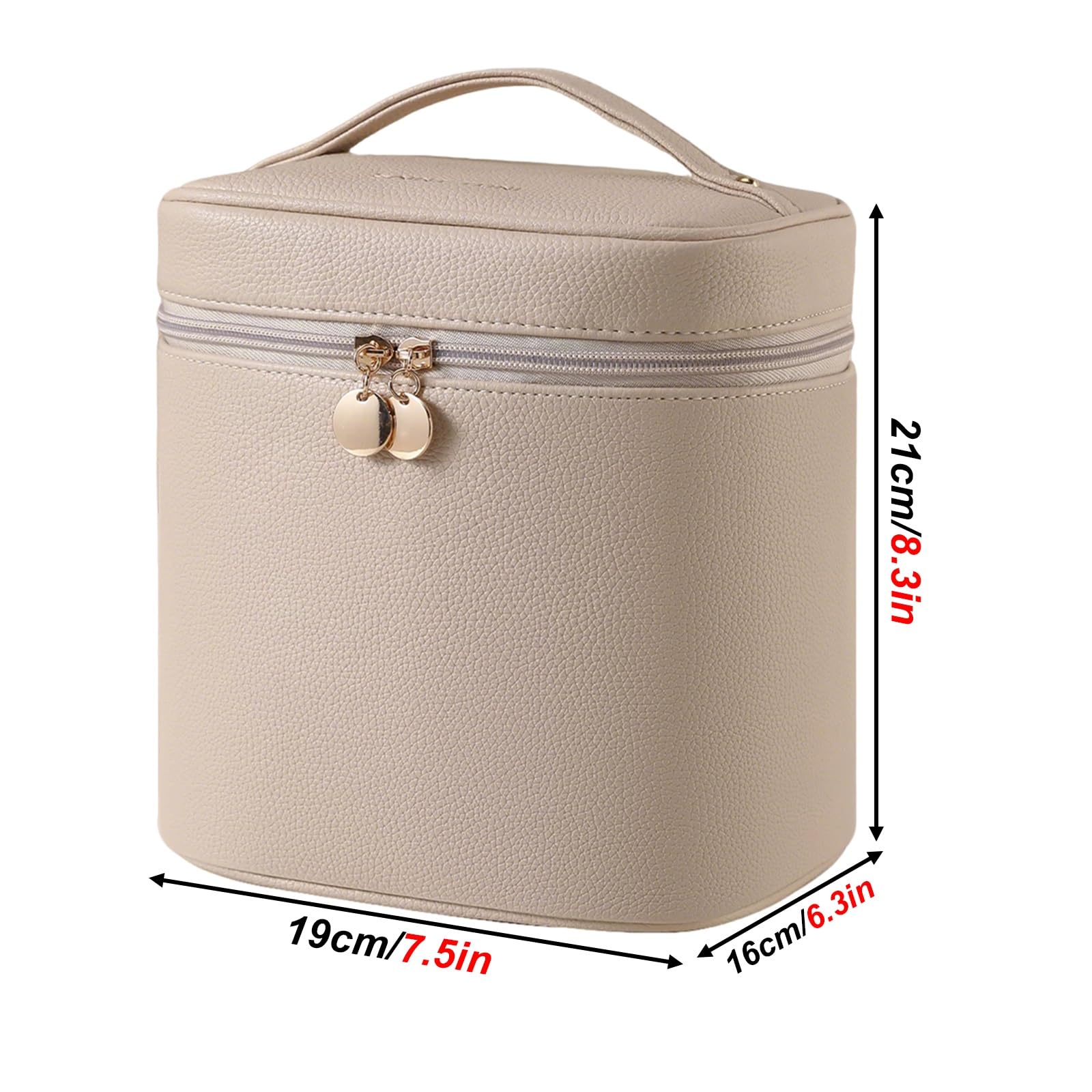 Beauty Case Impermeabile per Cosmetici, Borsa da Trucco, con Scomparti, Trousse da Toilette in Pelle Impermeabile con Manico per Donna, Design Verticale, Ideale Viaggi Senza(White)