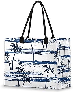 Bolsa feminina - coqueiro reutilizável sacolas de compras de supermercado com alças praia grande bolsa de praia bolsa de ombro bolsas de trabalho bolsas de mão resistentes para praia, compras, trabalho, viagens, Multicolor