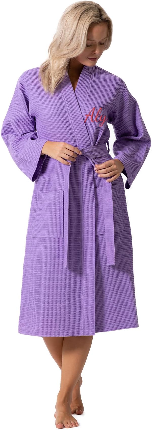 Turkish Linen Waffle Knit Lightweight Kimono Spa & Bath Robes for Women - Quick Dry - Soft